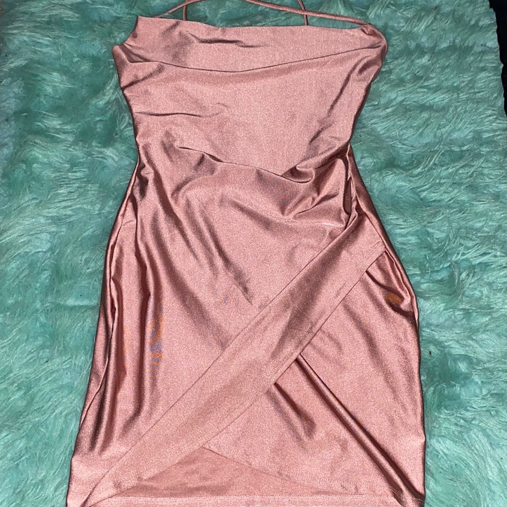 Pink silk mini dress